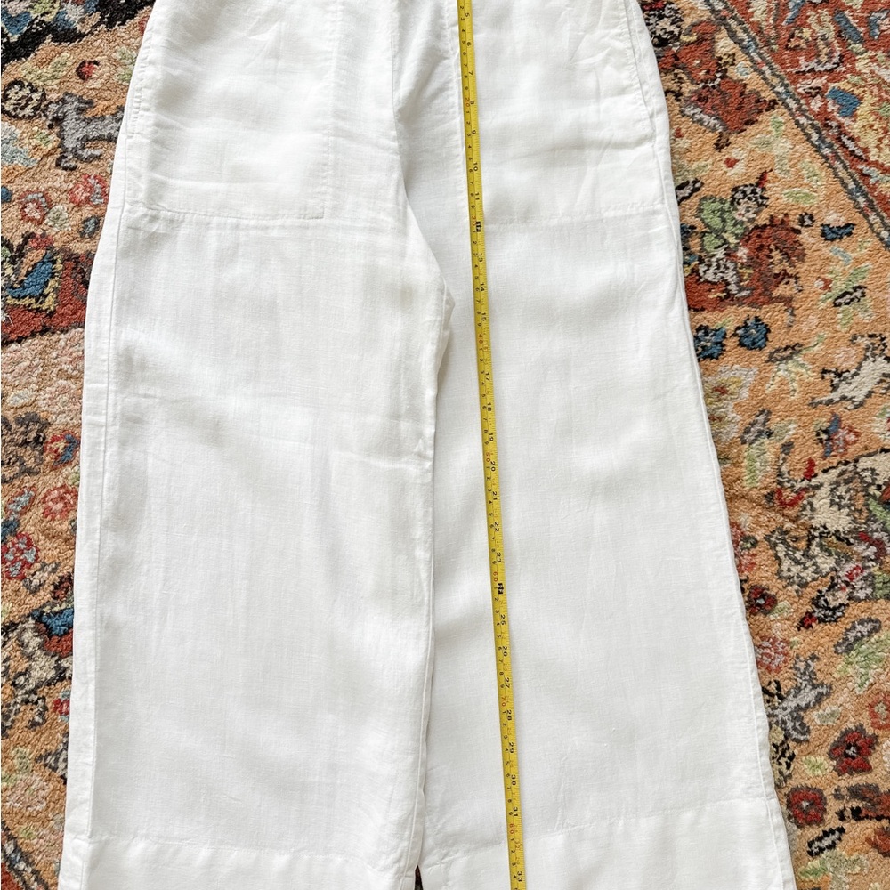 The White Company White Linen Wide Leg Crop Pants Size 6 NWOT Flat Front Pockets - Picture 5 of 7
